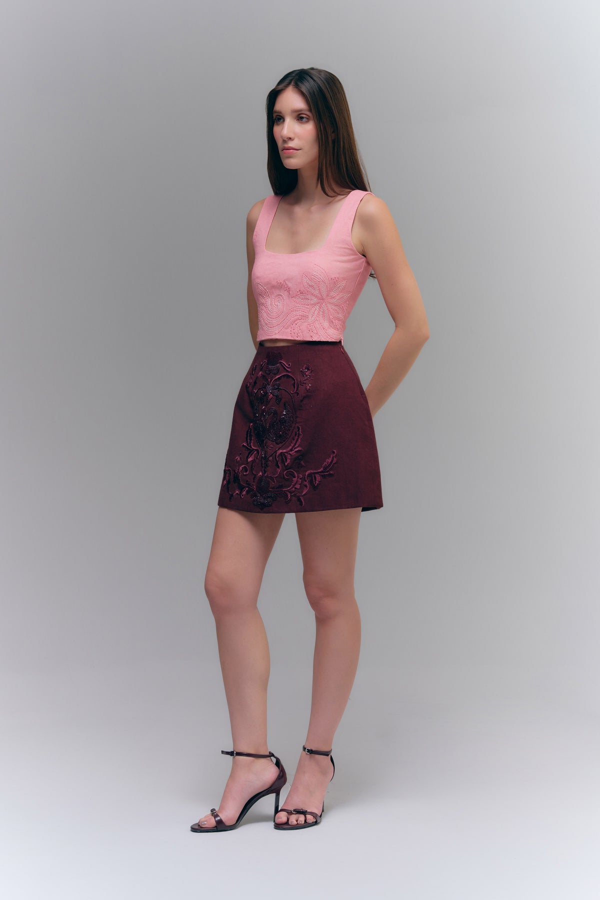 DIVINA AMO SKIRT - BURGUNDY WINE