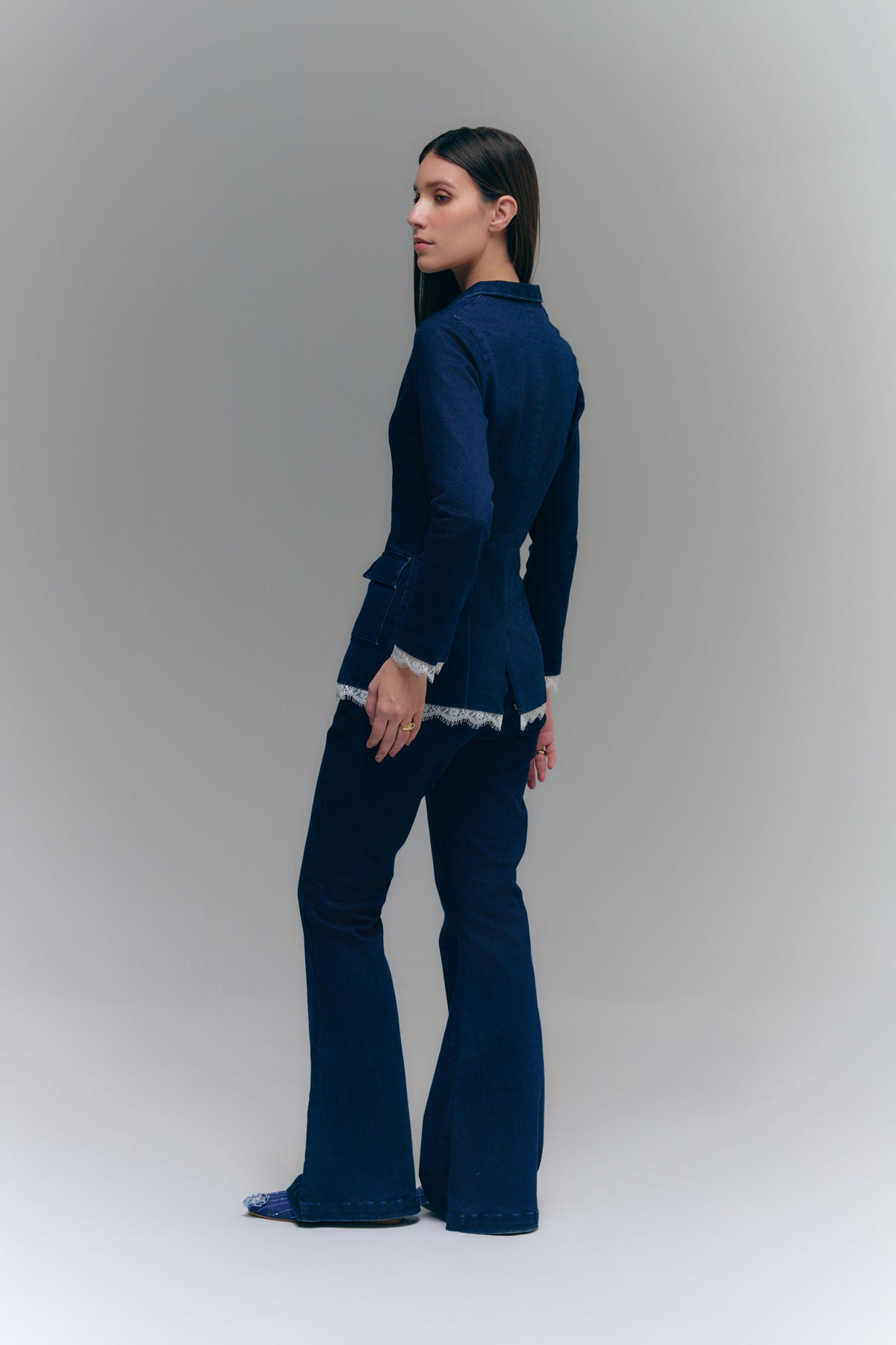 COLUMN BLAZER - WASHED DENIM