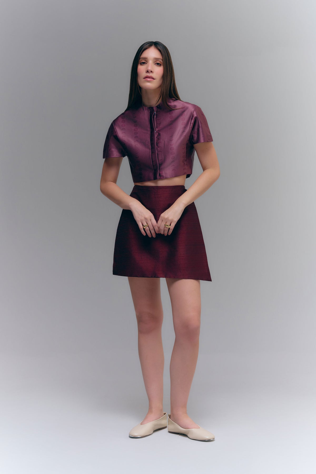 COLUMN SKIRT - BURGUNDY WINE