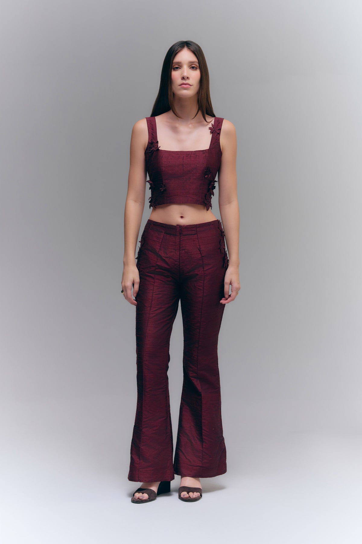TARA FLARED PANTS - BURGUNDY WINE