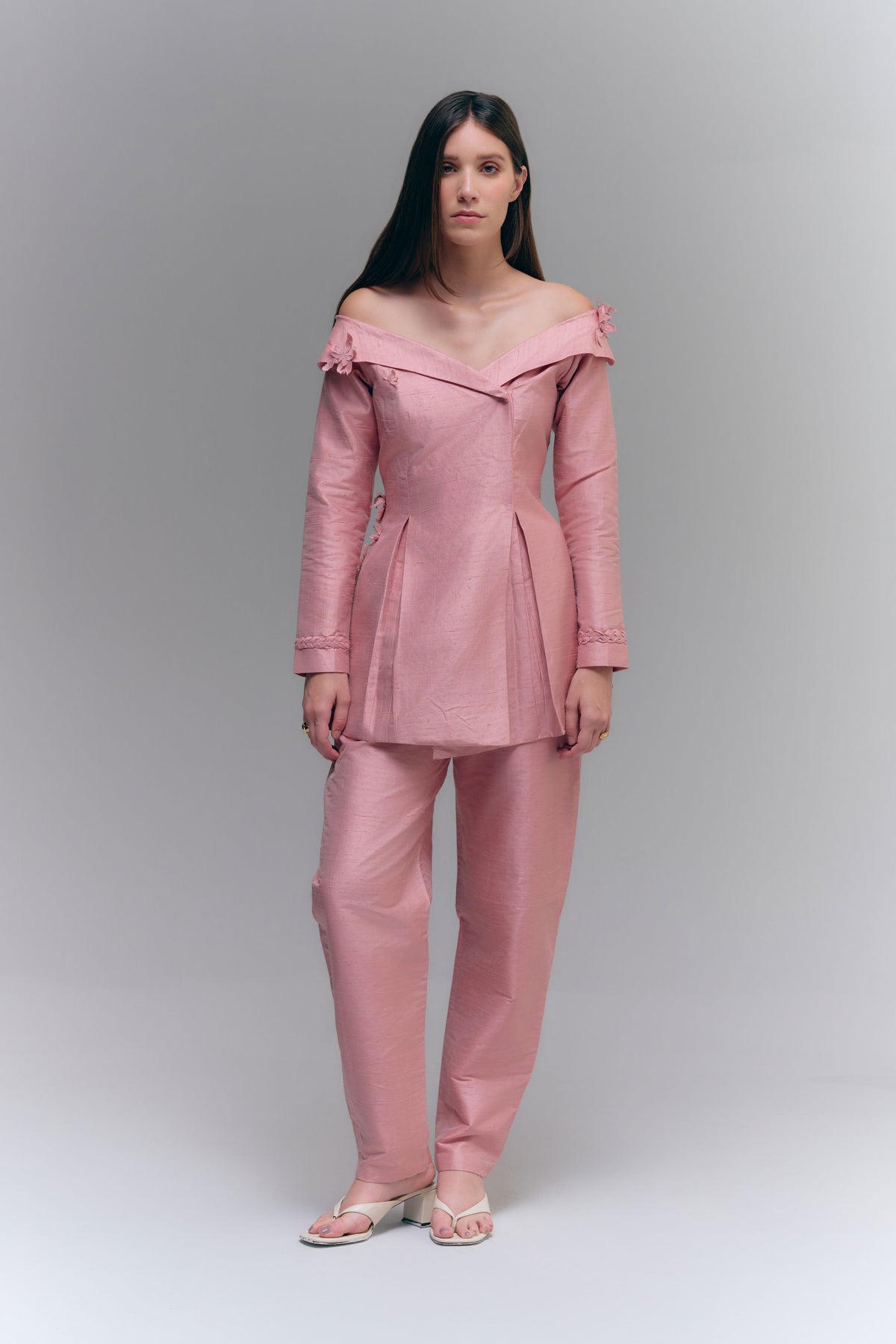 TARA OFF-SHOULDER JACKET - ROSE DUST