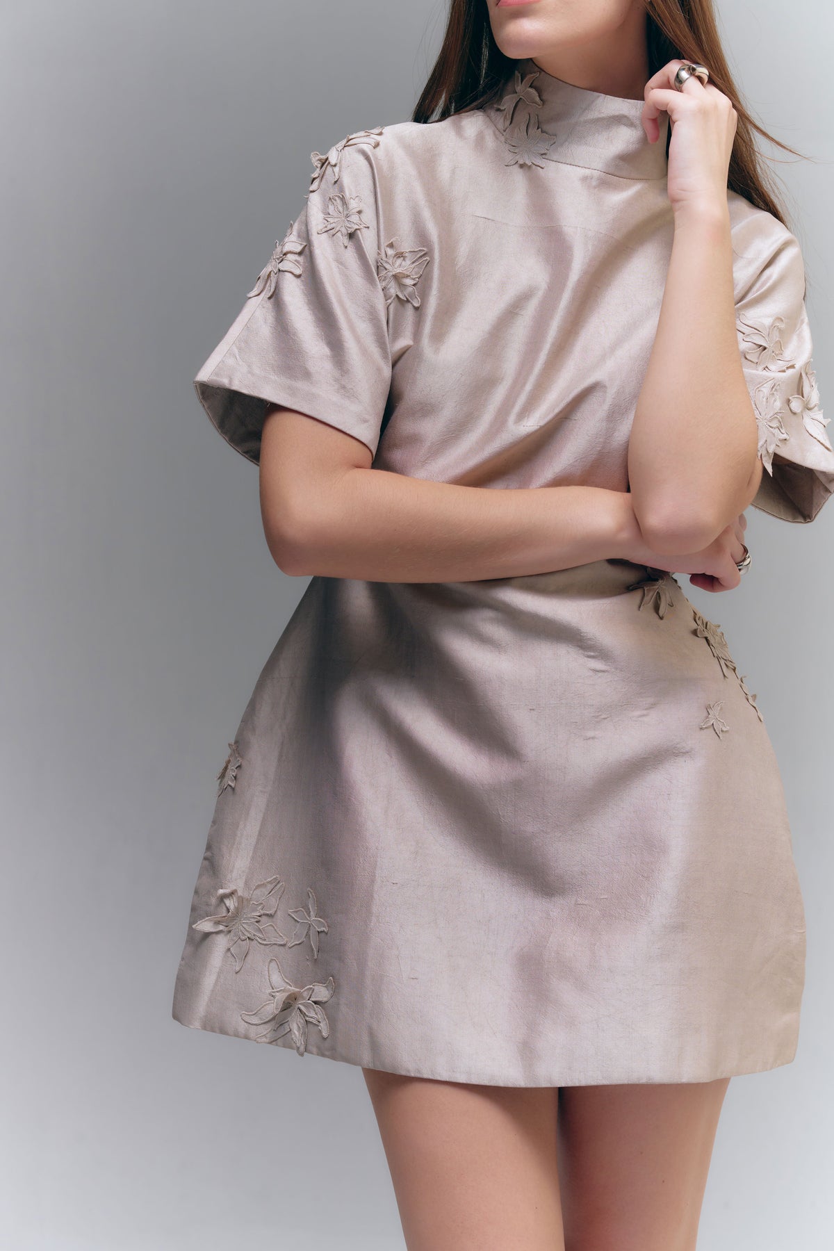 TARA MINI DRESS - WARM TAUPE