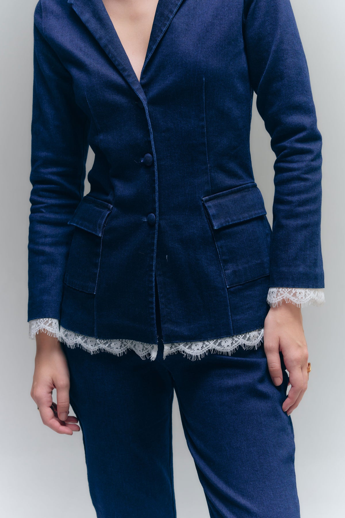 COLUMN BLAZER - WASHED DENIM