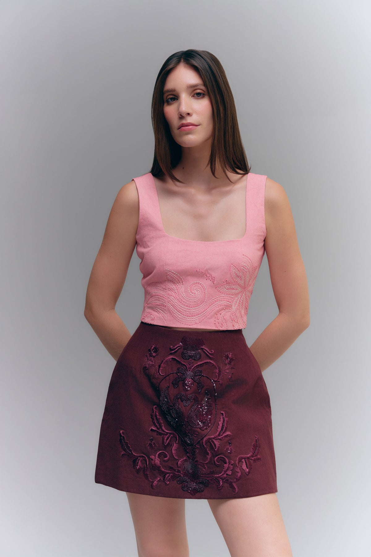 DIVINA AMO SKIRT - BURGUNDY WINE