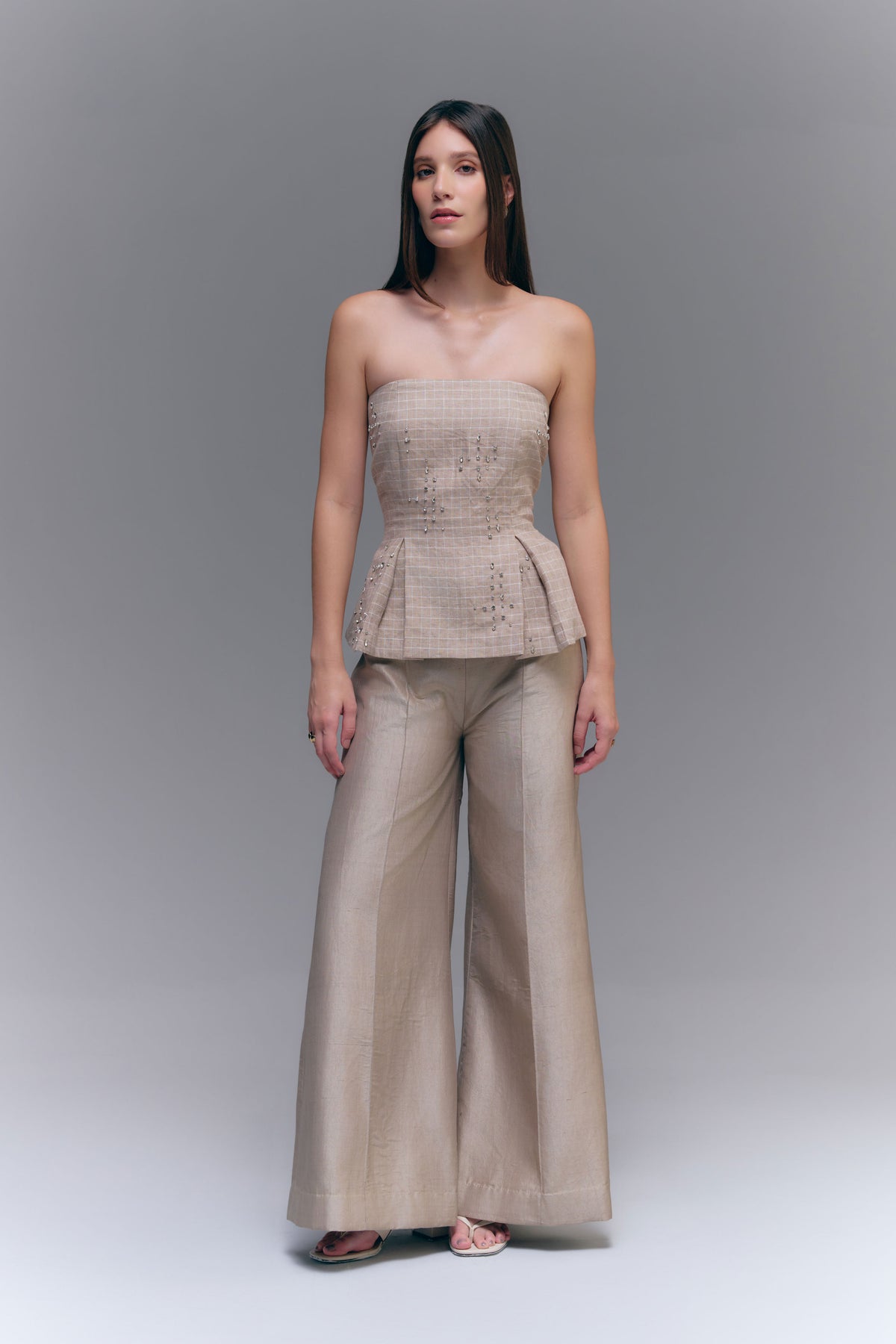 BRAID PANELLED PANTS - WARM TAUPE