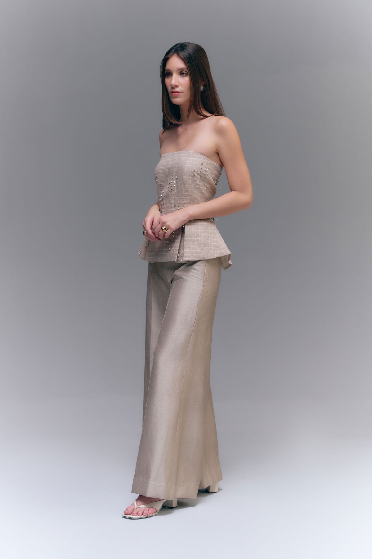 BRAID PANELLED PANTS - WARM TAUPE