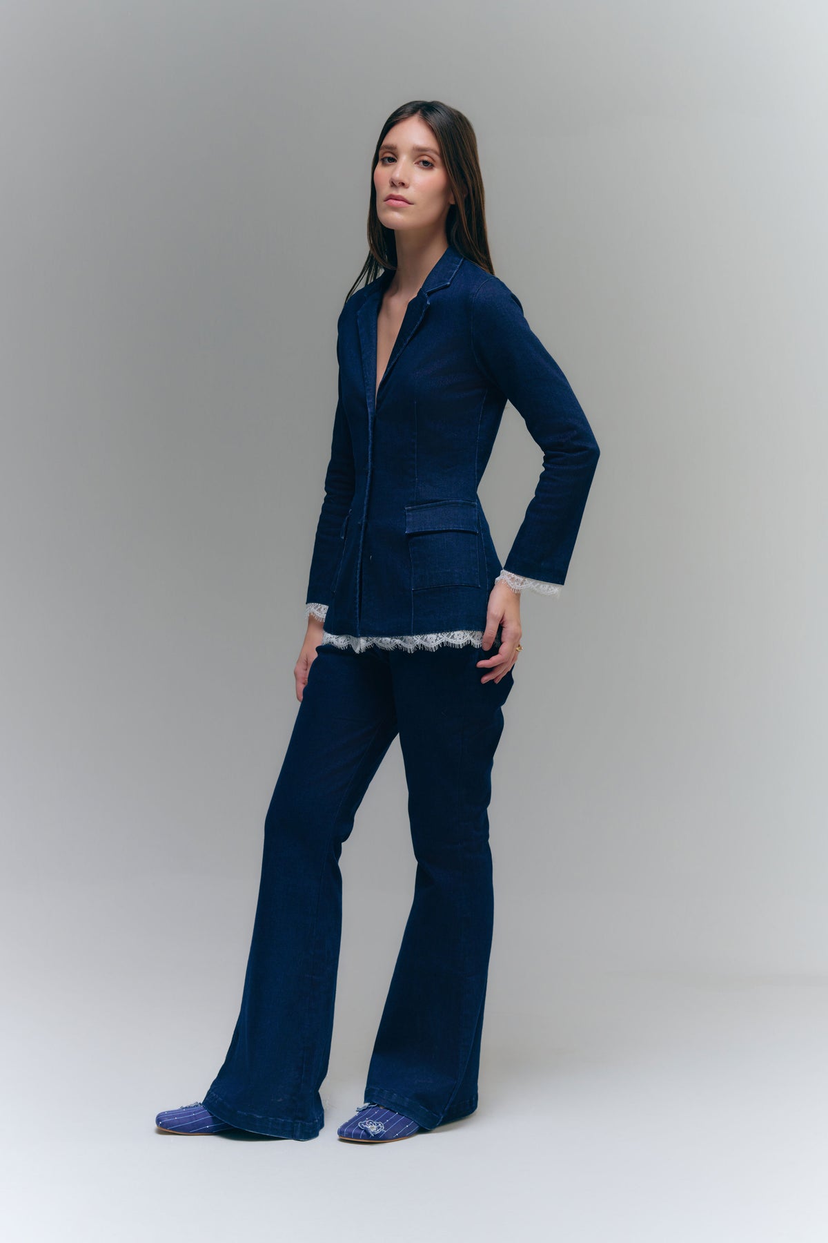 COLUMN BLAZER - WASHED DENIM