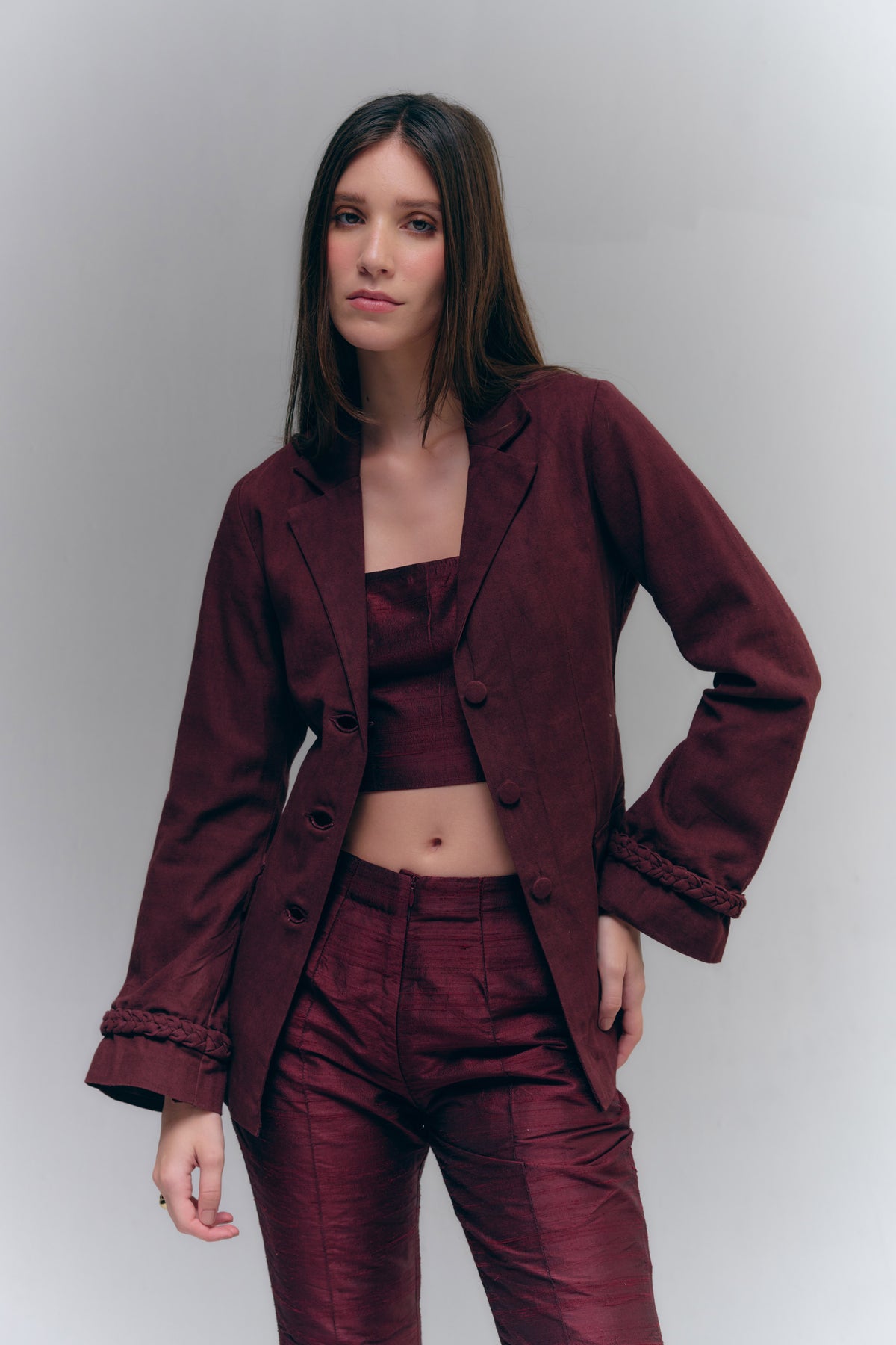 COLUMN BLAZER - BURGUNDY WINE