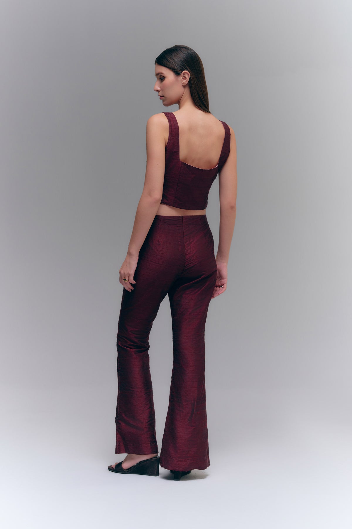 TARA FLARED PANTS - BURGUNDY WINE