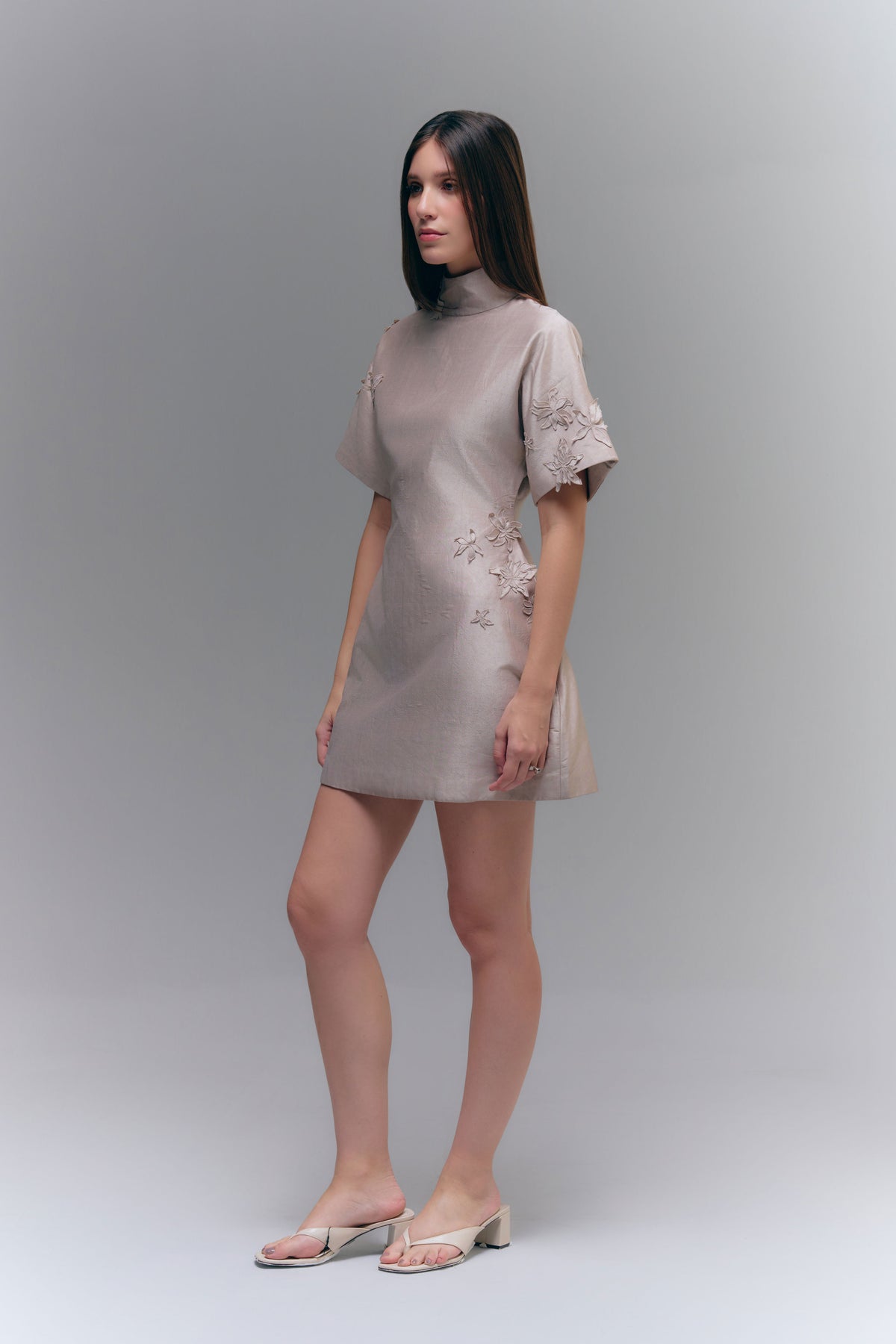 TARA MINI DRESS - WARM TAUPE