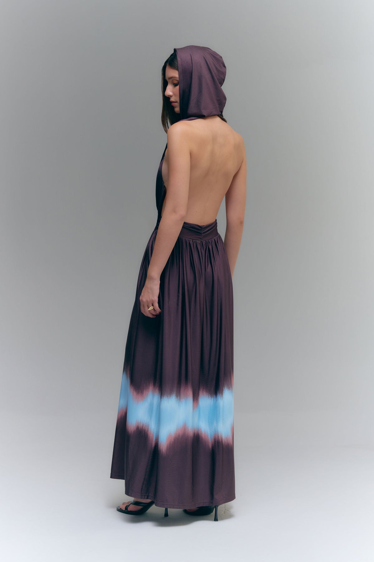LUME HOODED DRESS - CHOCOLATE BROWN