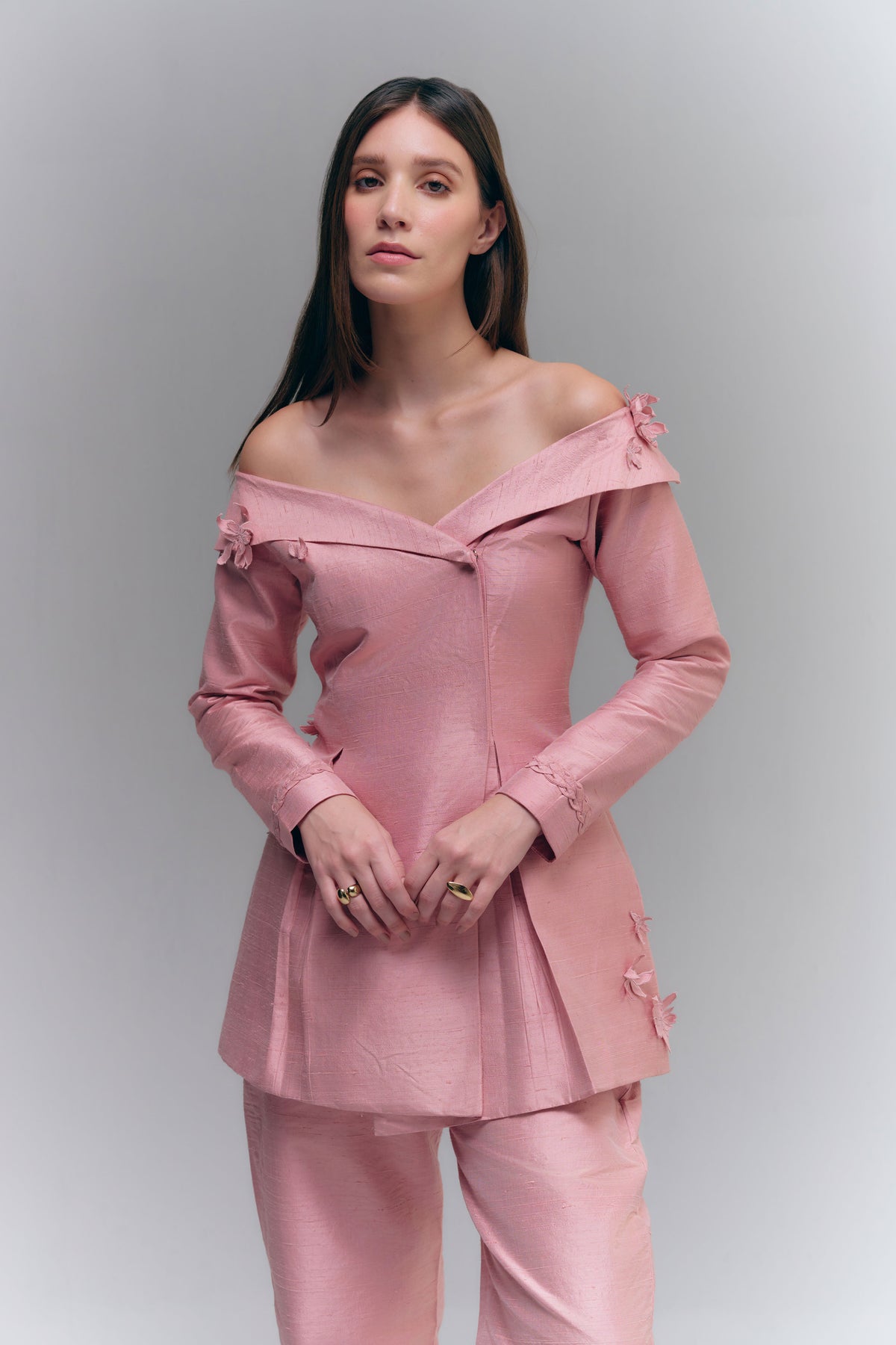 TARA OFF-SHOULDER JACKET - ROSE DUST