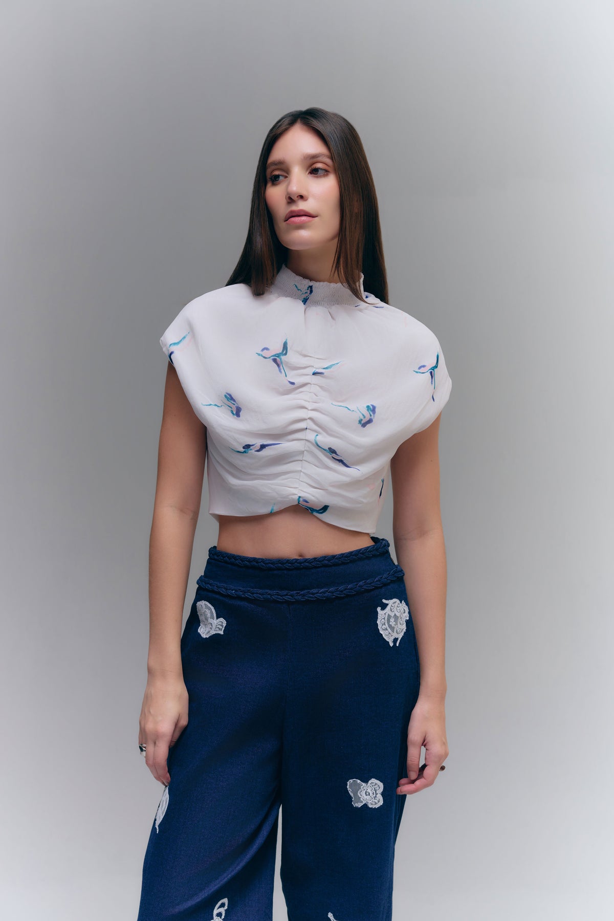 BRAID MOM PANTS - WASHED DENIM