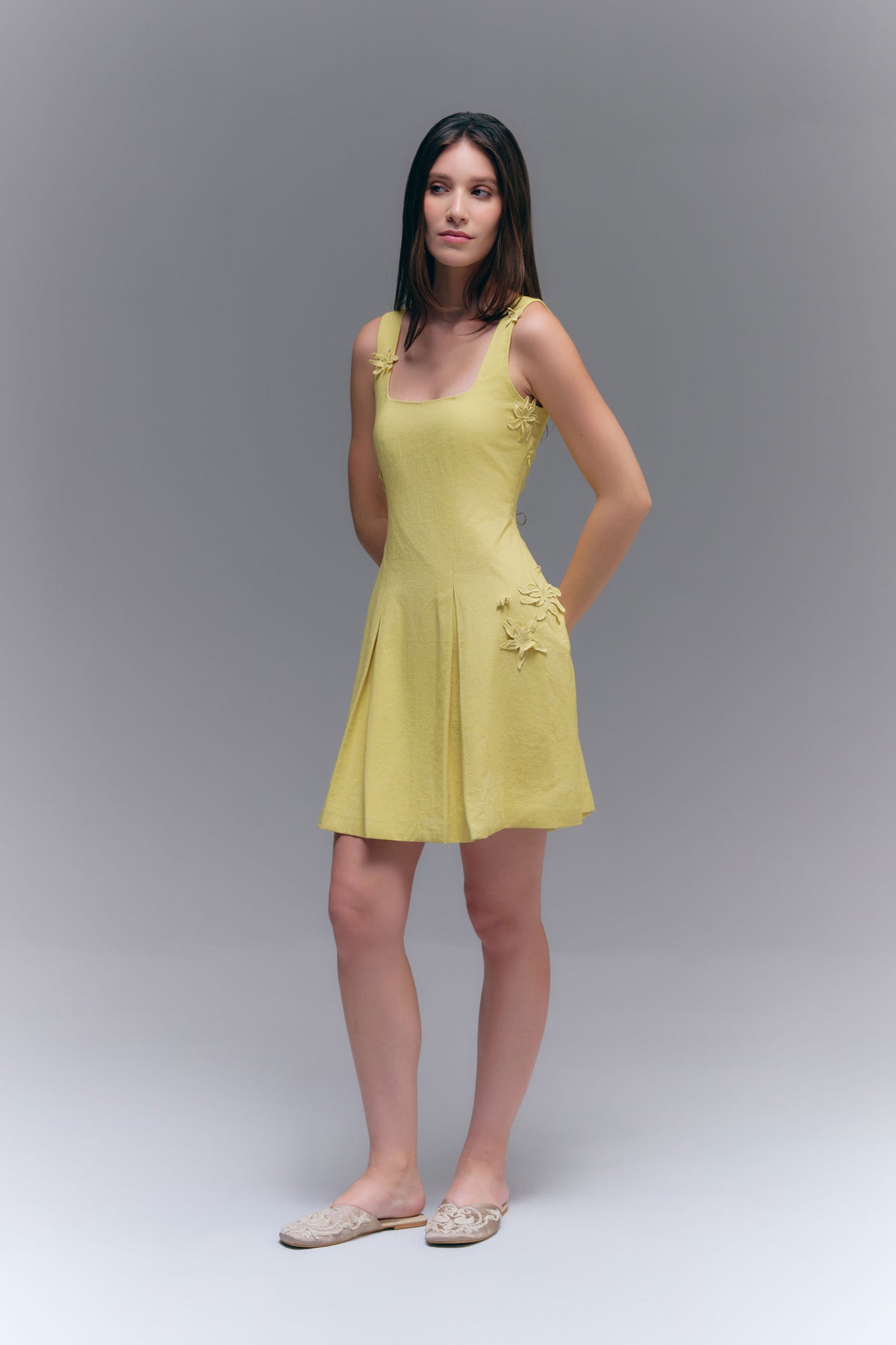 COLUMN MINI DRESS - BUTTERCREAM
