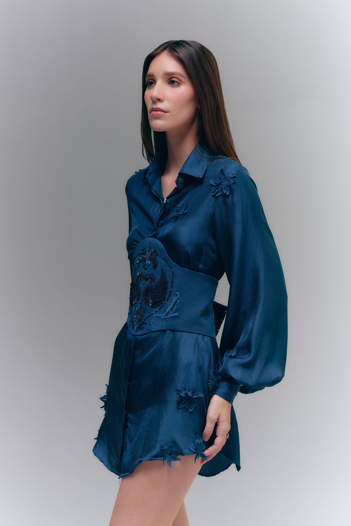 DIVINA AMO BELTED DRESS - SKY CAPTAIN
