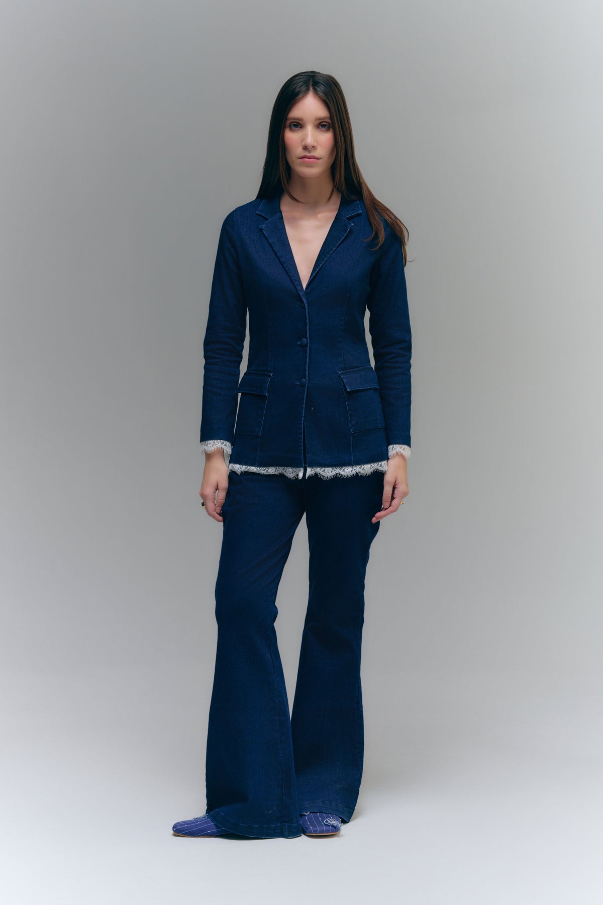 COLUMN BLAZER - WASHED DENIM