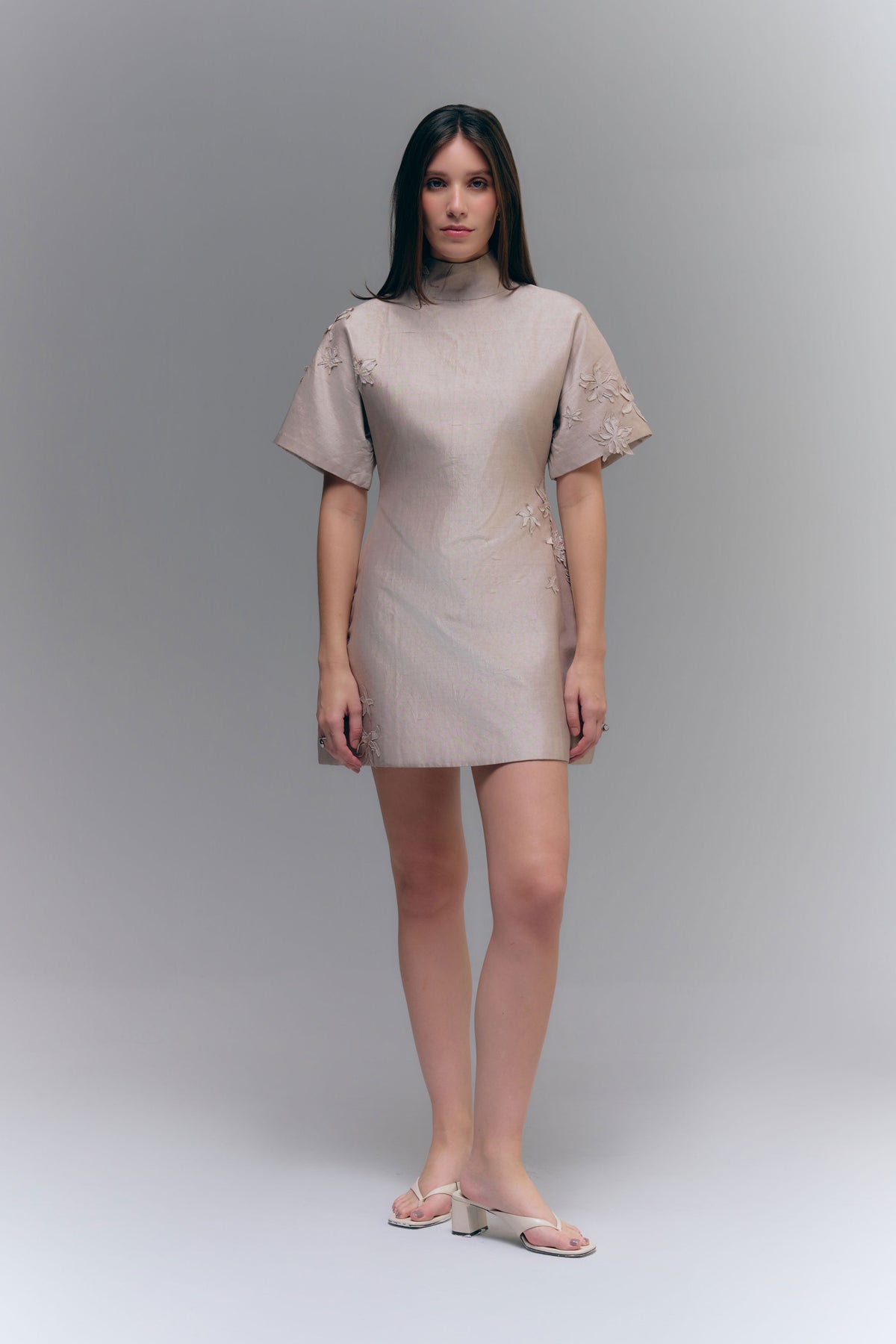 TARA MINI DRESS - WARM TAUPE