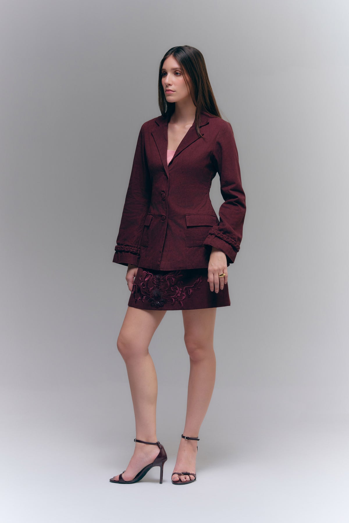 COLUMN BLAZER - BURGUNDY WINE