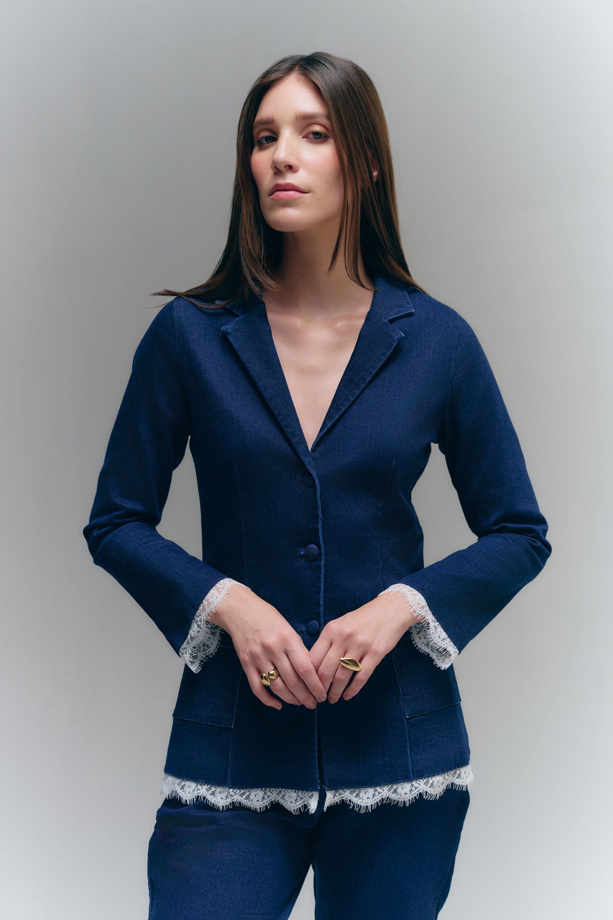 COLUMN BLAZER - WASHED DENIM