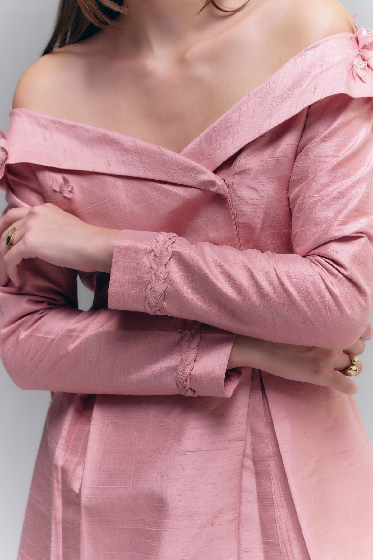 TARA OFF-SHOULDER JACKET - ROSE DUST