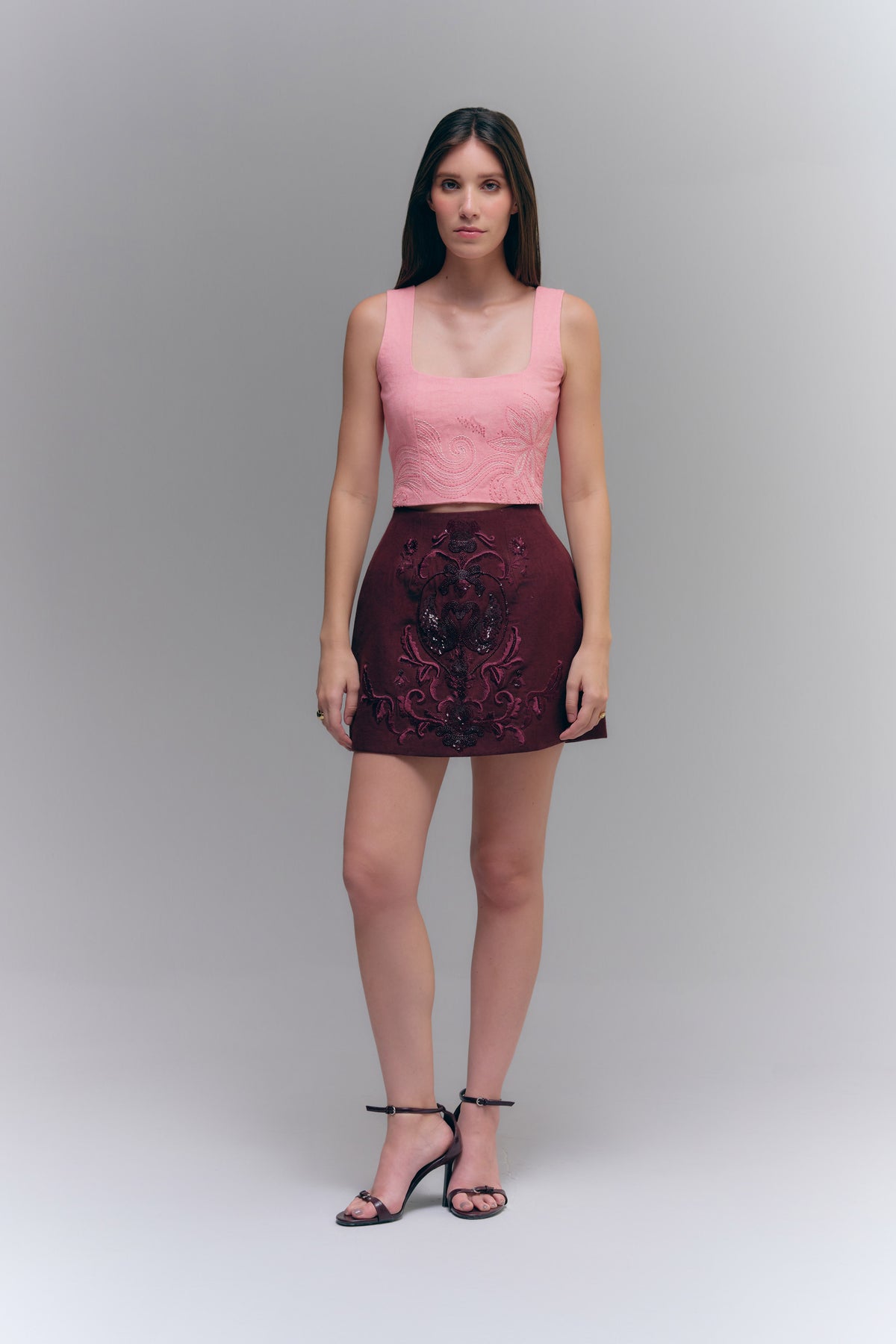 DIVINA AMO SKIRT - BURGUNDY WINE