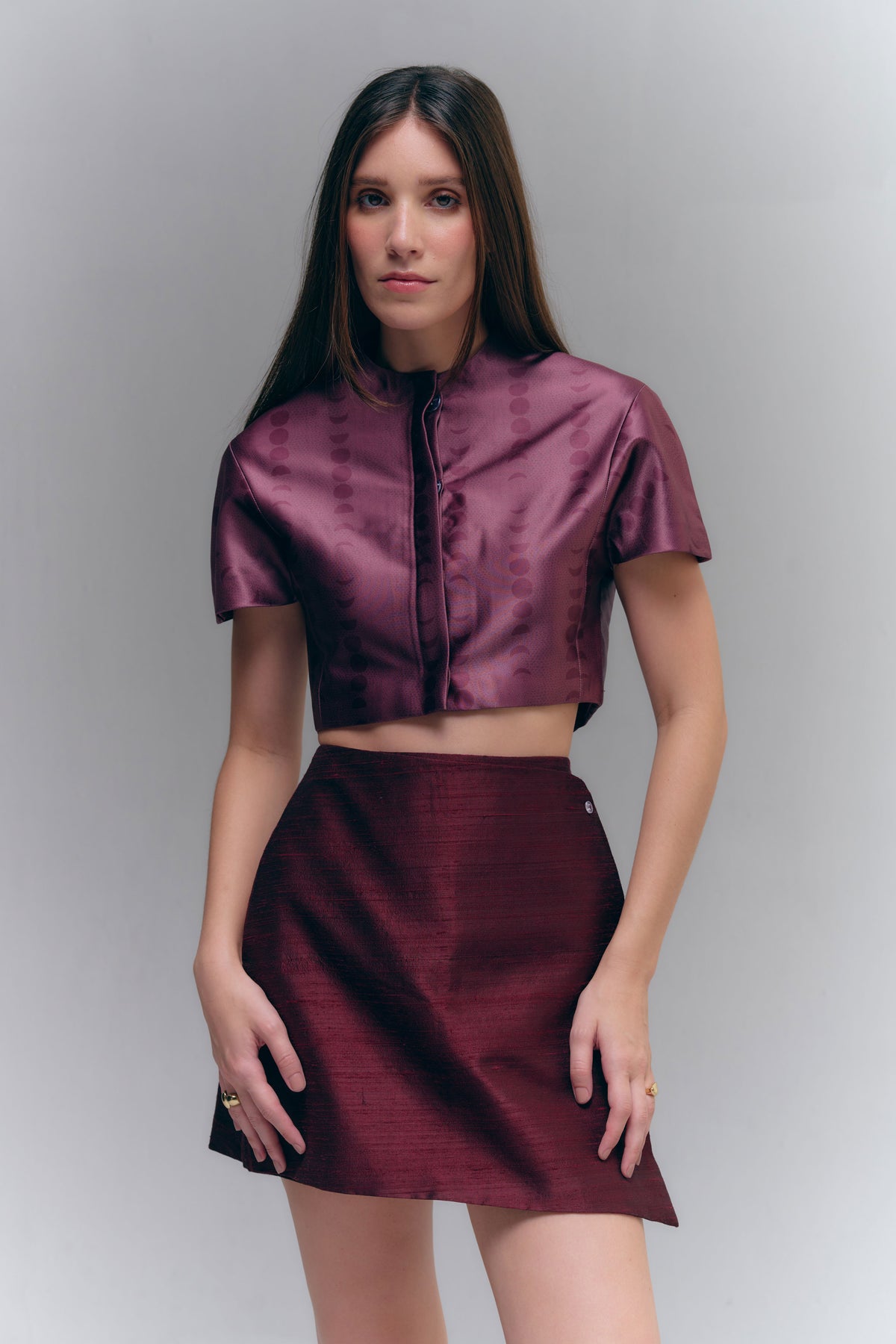 COLUMN SKIRT - BURGUNDY WINE